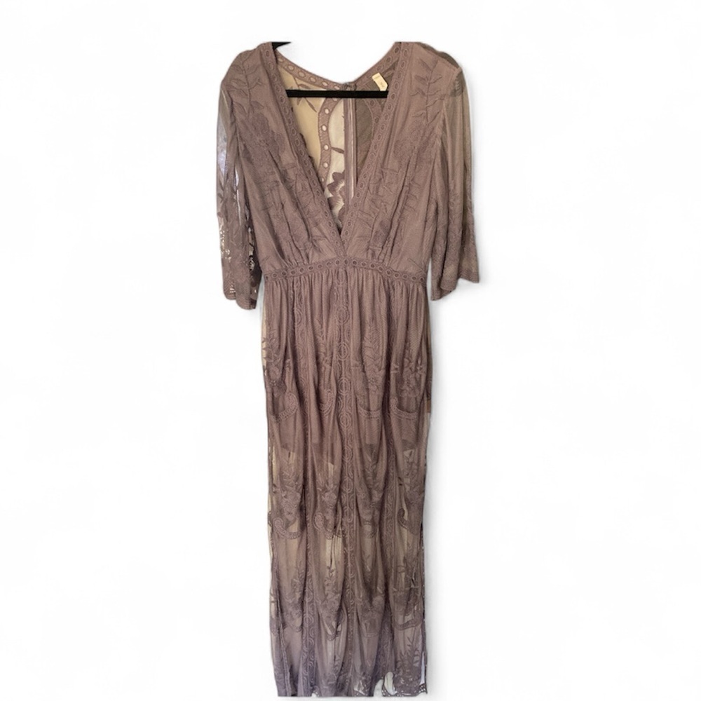 Lace Romper Maxi Dress.  Size L - Picture 4 of 6